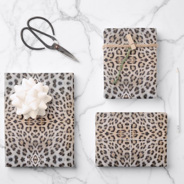 Stilvolle Leoparden-Hautfell-Muster chic Geschenkpapier Set (Vorderseite)