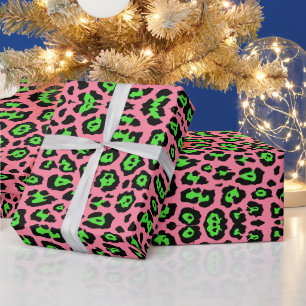 Stilvolle Leopardendrucke neon grün pink trendig s Geschenkpapier