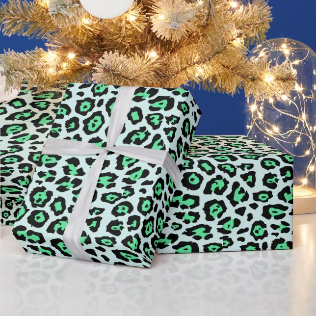 Stilvolle Leopardenmuster Aqua Fun Geschenkpapier (Feiertage)