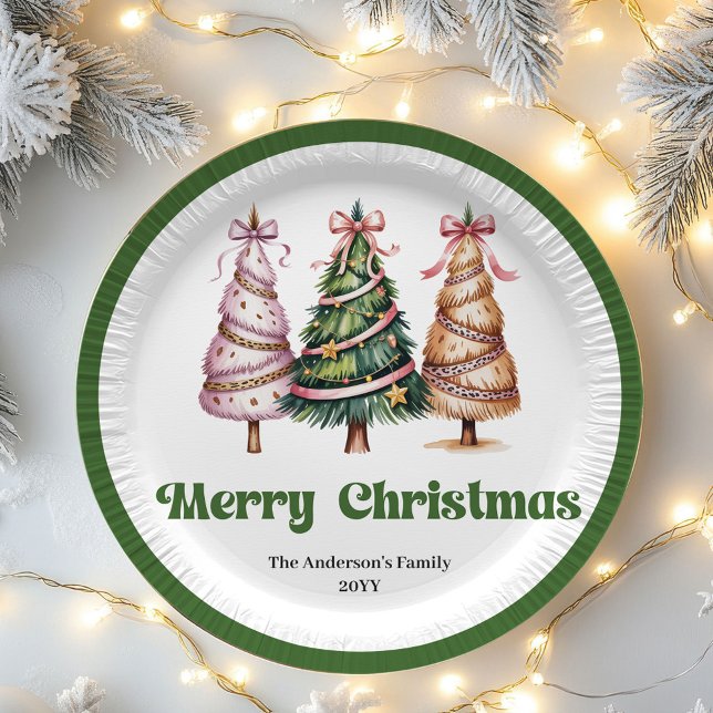 Stilvolle Leopardenprint-Christbaum-Papierplatten Pappteller (Stylish Leopard Print Christmas Tree Paper Plates)