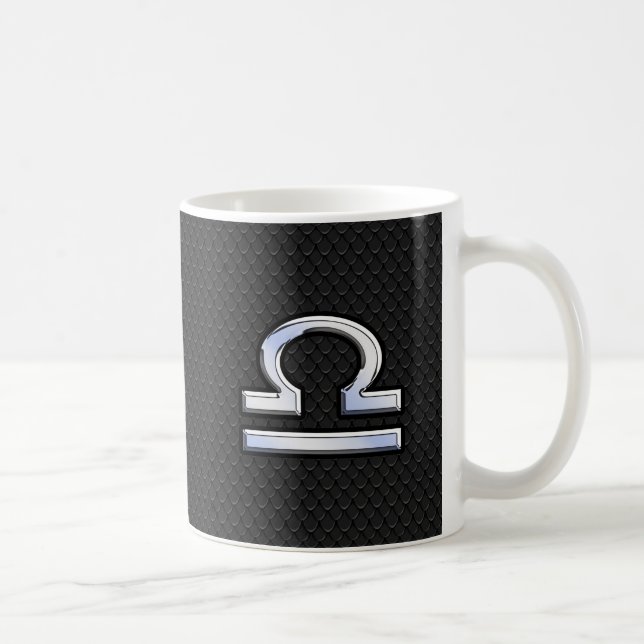 Stilvolle Libra Zodiac Sign Black Snake Skin Dekor Kaffeetasse (Rechts)
