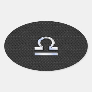 Stilvolle Libra Zodiac Sign Black Snake Skin Dekor Ovaler Aufkleber