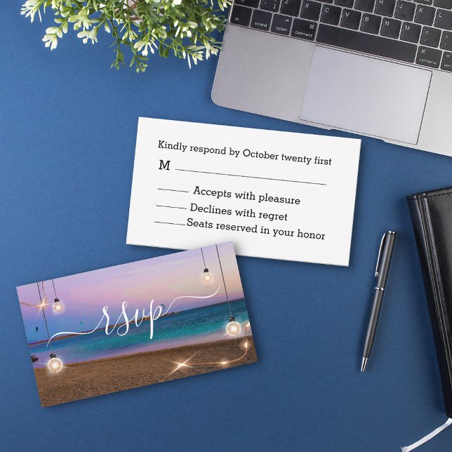 stilvolle Lichter Strand Sonnenuntergang tropische Mitteilungskarte (Von Creator hochgeladen)