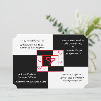 Stilvolle Liebe Herz Schwarz-weiße Hochzeitseinlad Einladung