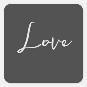 Stilvolle Liebe-Hochzeit mit grauem Hintergrund Quadratischer Aufkleber
