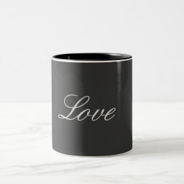 Stilvolle Liebe-Hochzeit mit grauem Hintergrund Zweifarbige Tasse