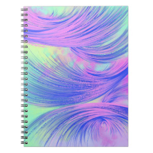 Stilvolle Lila Blue Green Abstrakt Feathers Notizblock
