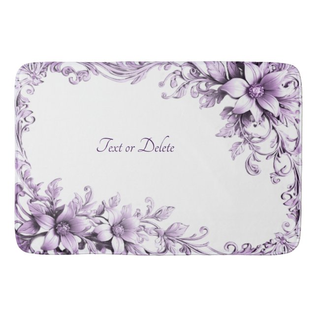 Stilvolle lila Blumen Badematte (Vorderseite)