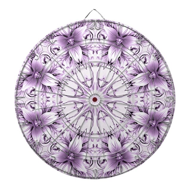 Stilvolle lila Blumen Dartboard Dartscheibe (vorne)