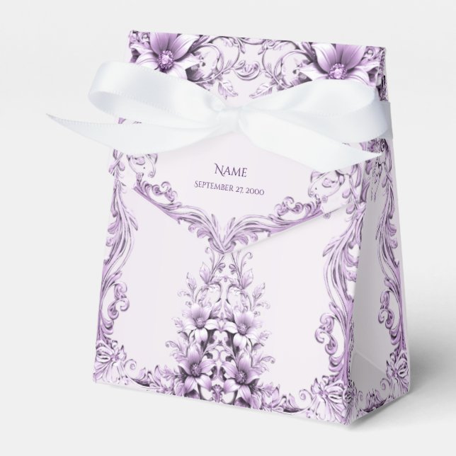 Stilvolle lila Blumen Geschenkbox Geschenkschachtel (Vorderseite)