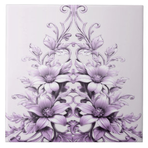Stilvolle lila Blumen Keramikfliese