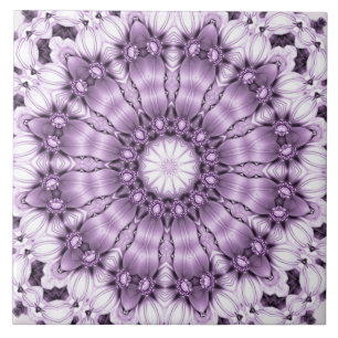 Stilvolle lila Blumen Keramikfliese