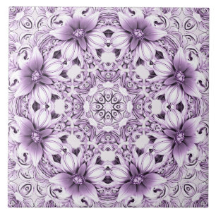 Stilvolle lila Blumen Keramikfliese