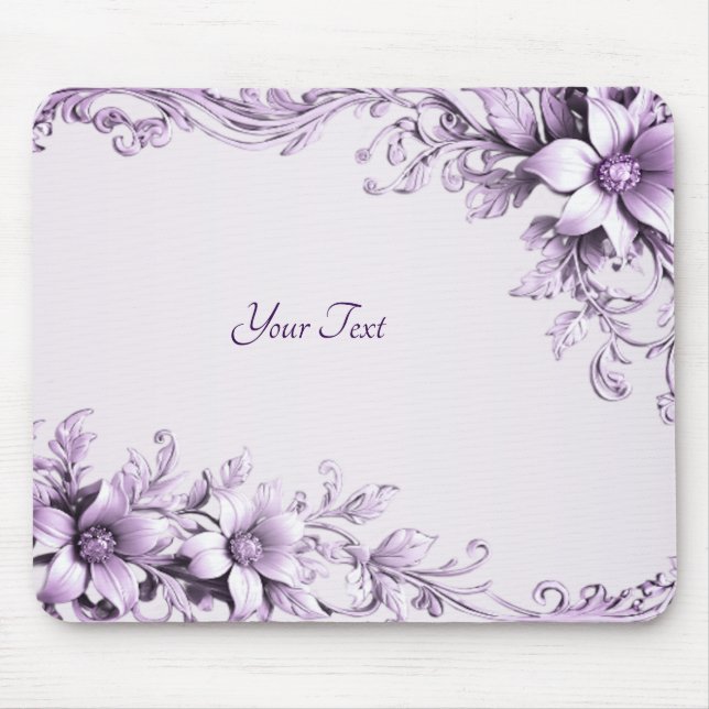 Stilvolle lila Blumen-Mauspad Mousepad (Vorne)