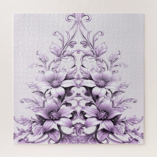 Stilvolle lila Blumen Puzzle (Vertikal)