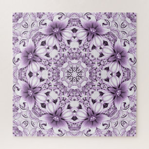 Stilvolle lila Blumen Puzzle