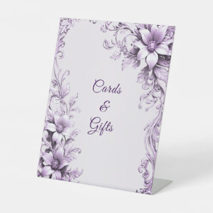 Stilvolle lila Blumen Tischschilder Sockelschild