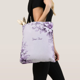 Stilvolle lila Blumen-Tragetasche