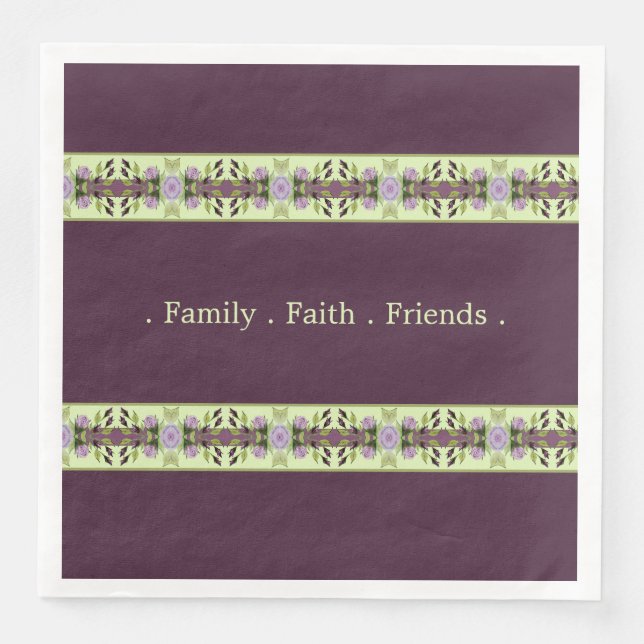 Stilvolle Lila Blüte Serviette (Vorderseite)