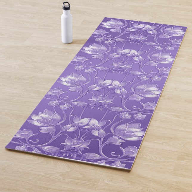 Stilvolle Lila Floral Yoga Mat Yogamatte (Beispiel)