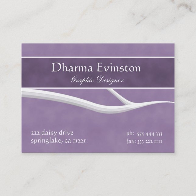 Stilvolle lila Geschäfts-Karte Visitenkarte (Vorderseite)