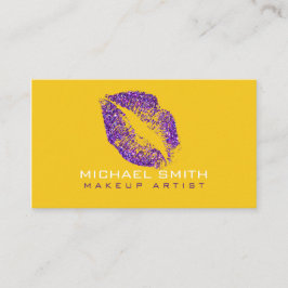 Stilvolle Lila Glitzer Lips Makeup Artist #17 Visitenkarte