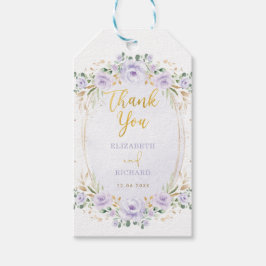 Stilvolle Lila Gold Floral Gastgeschenke Hochzeite Geschenkanhänger