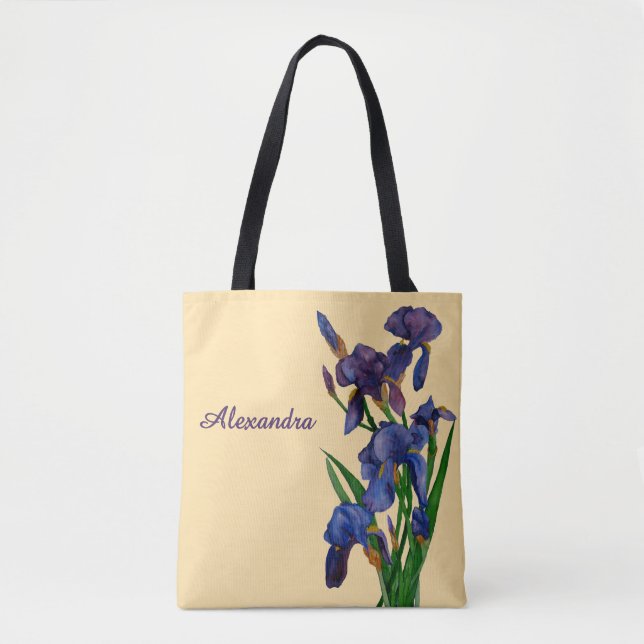 Stilvolle Lila Iris Wasserfarben (Vorderseite)