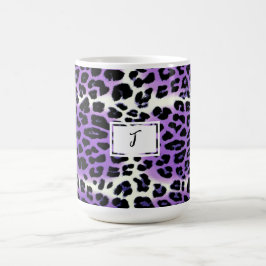 Stilvolle Lila Leopard Animal Print Personalisiert Kaffeetasse