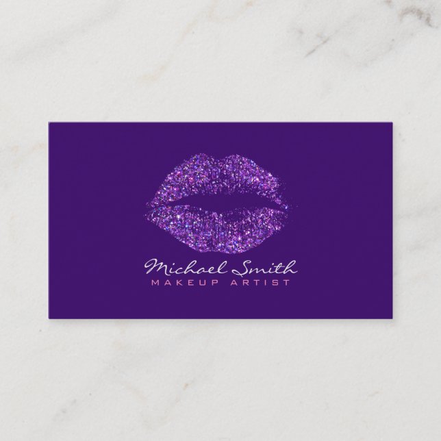 Stilvolle Lila Lips Makeup Artist #12 Visitenkarte (Vorderseite)