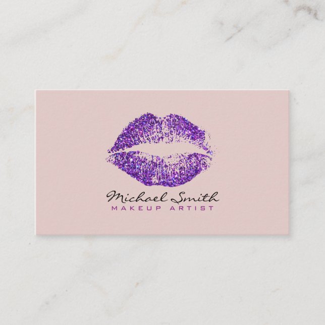 Stilvolle Lila Lips Makeup Artist #4 Visitenkarte (Vorderseite)