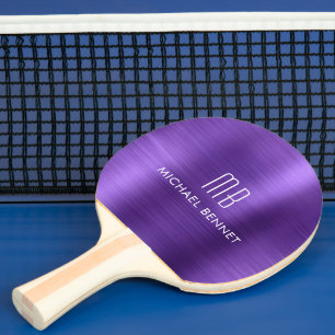 Stilvolle Lila Metallic Monogram-Bezeichnung Tischtennis Schläger