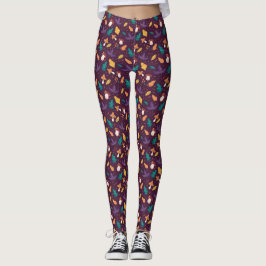 Stilvolle Lila Mushroom Leaf Muster Leggings