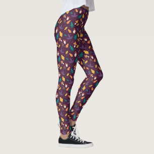 Stilvolle Lila Mushroom Leaf Muster Leggings