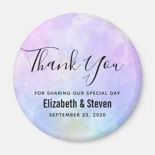 Stilvolle Lila Pink Blue Watercolor Hochzeit Magnet