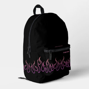 Stilvolle Lila Pink Flame Fire Black School Bedruckter Rucksack