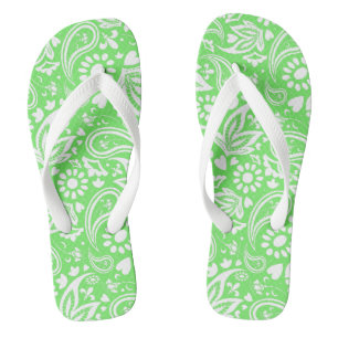 Stilvolle Lime Green und White Paisley Gemustert Flip Flops