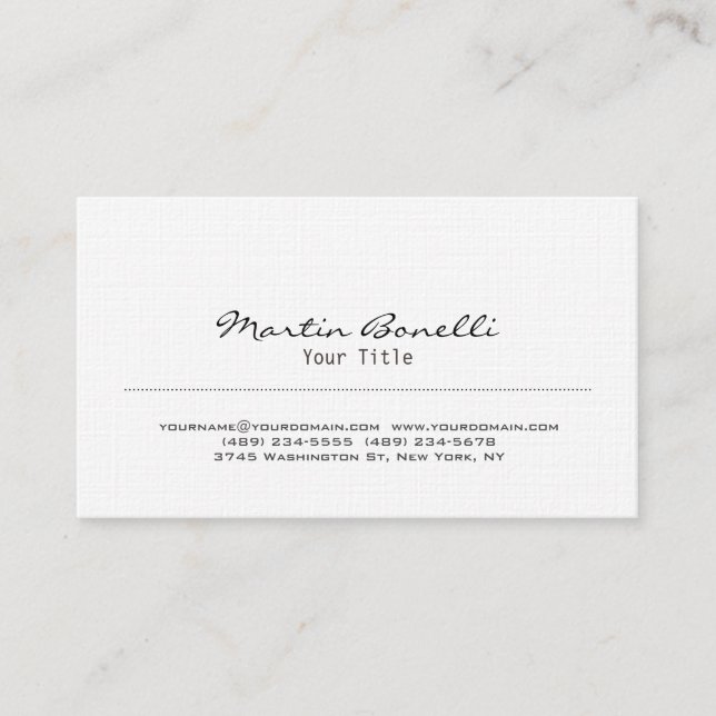 Stilvolle Linen Trendy Business Card Visitenkarte (Vorderseite)