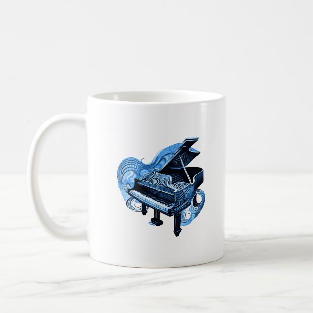 Stilvolle Linie Art Blue Piano Kaffeetasse (Links)