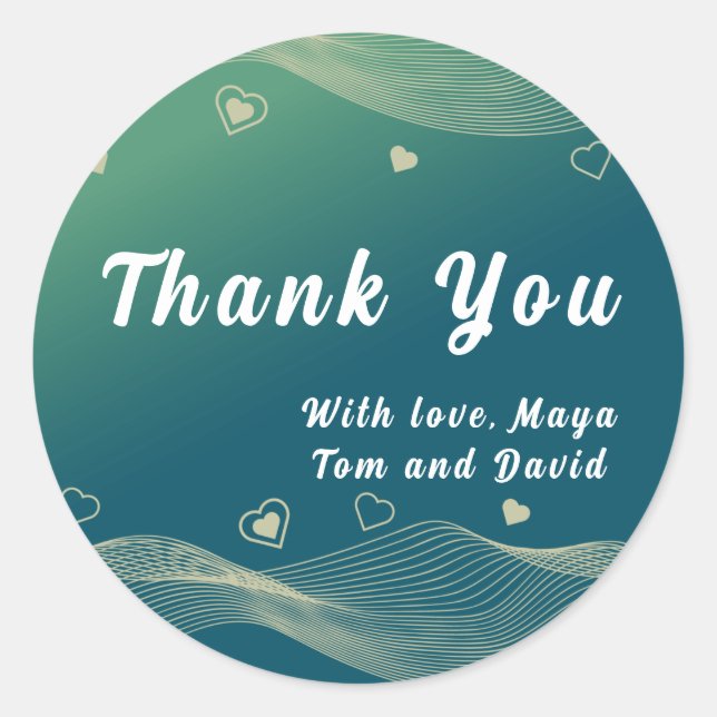 Stilvolle Linie und Herzdesign danke Runder Aufkleber (Vorderseite)