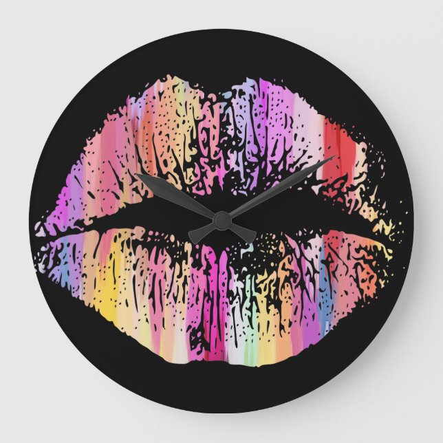 Stilvolle Lips #17 Große Wanduhr (Vorderseite)