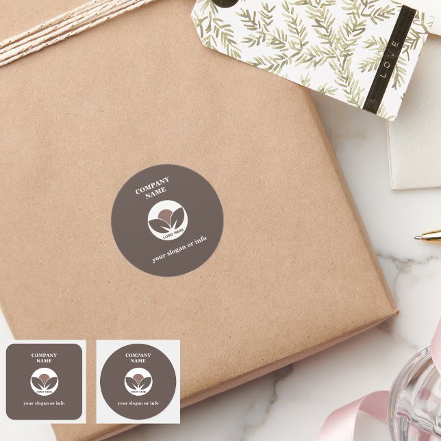 Stilvolle Logo-Aufkleber für Unternehmen | Mocha M Runder Aufkleber (Stylish Business Logo Sticker |  Mocha Mousse )