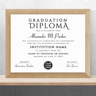 Stilvolle Logoprämie für Schwarz-weiße Klasse Poster