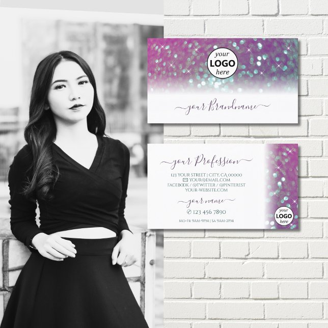 Stilvolle Logos für Aquamarine, glänzende Glitzer  Visitenkarte (Von Creator hochgeladen)