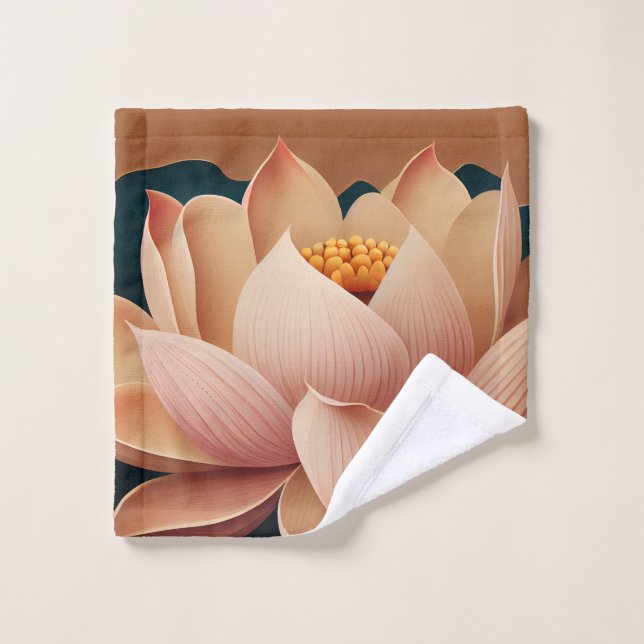 Stilvolle Lotus Blume Landschaft, Zen Badhandtuch Set (Waschlappen)