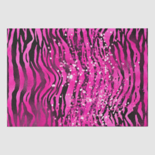 Stilvolle Magenta Pink & Black Glitzer Tiger Strei Seidenpapier