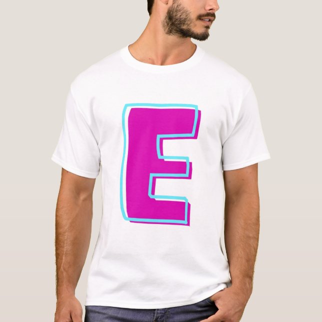 Stilvolle Magenta und Aquamarine Buchstaben E T-Shirt (Vorderseite)