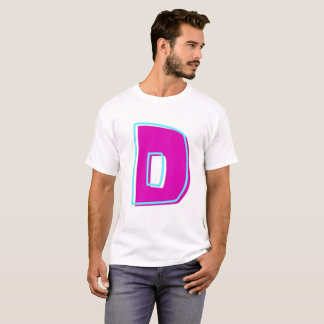 Stilvolle Magenta und Aquamariner Buchstabe D T-Shirt