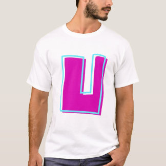 Stilvolle Magenta und Aquamarines Letter U T-Shirt