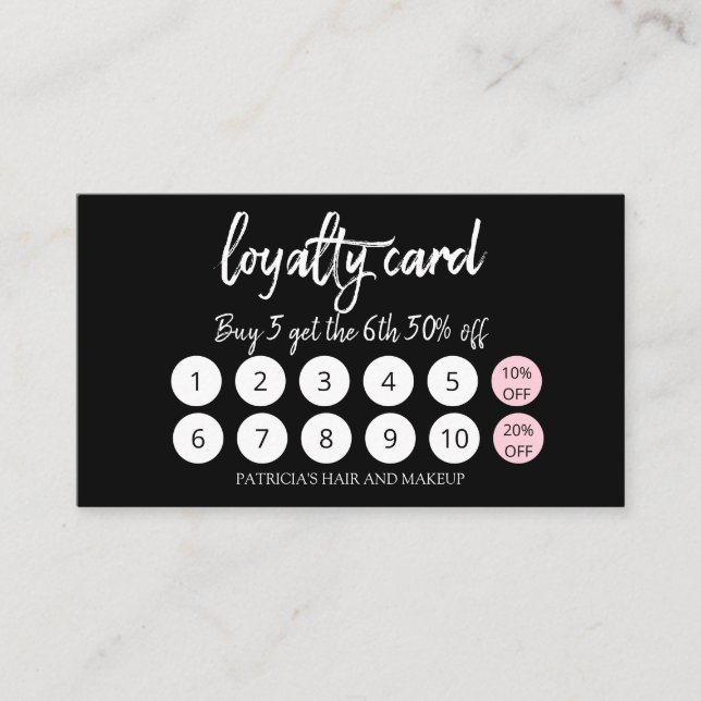 Stilvolle Makeup Artist Hair Salon 10 Loyalty Card Visitenkarte (Vorderseite)